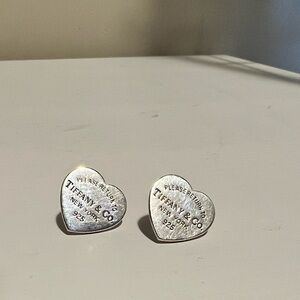 Tiffany & Co. Heart Stud Earrings - Silver Tone